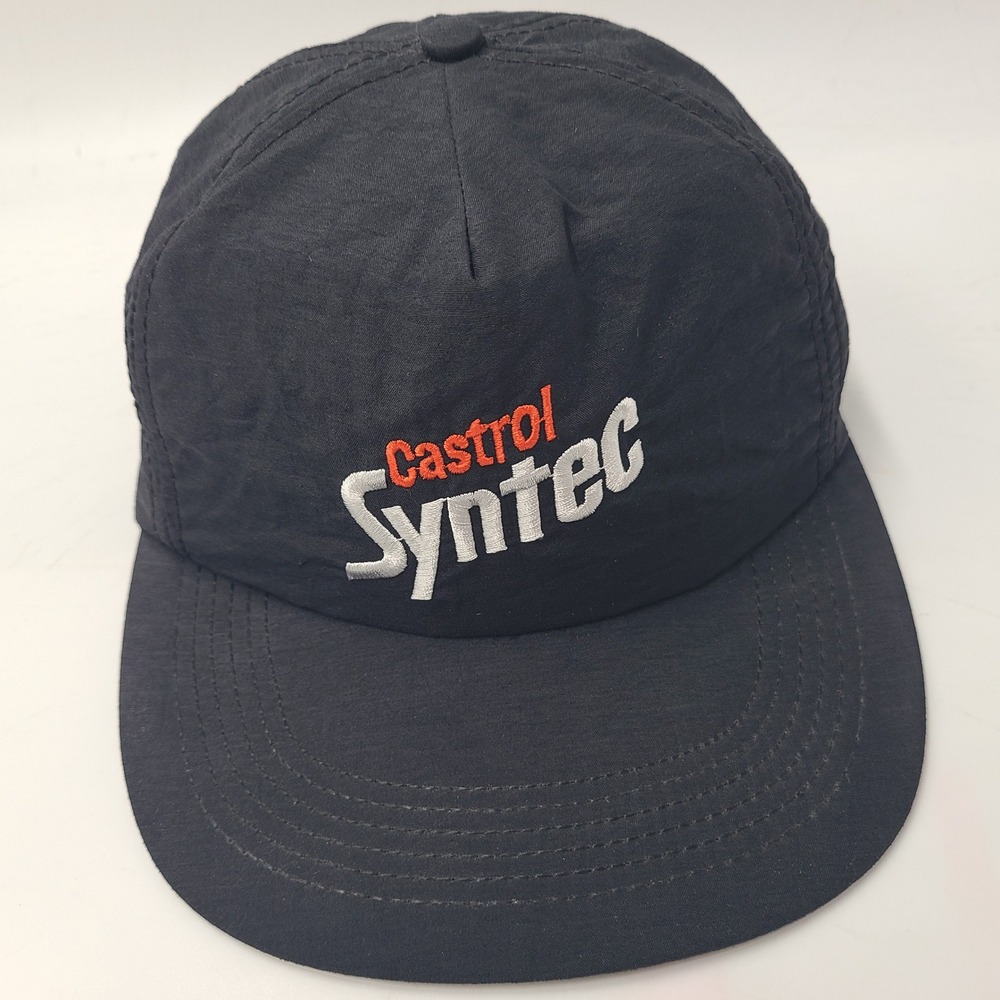Vintage Castrol Syntec Hat Snapback Black Racing Promo Advertising Motor Oil 90s